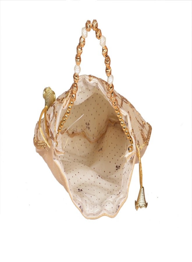 SuneshCreation Traditional Floral Embroidered Drawstring Potli Bag, Evening Purse (multicolour) - Image 3